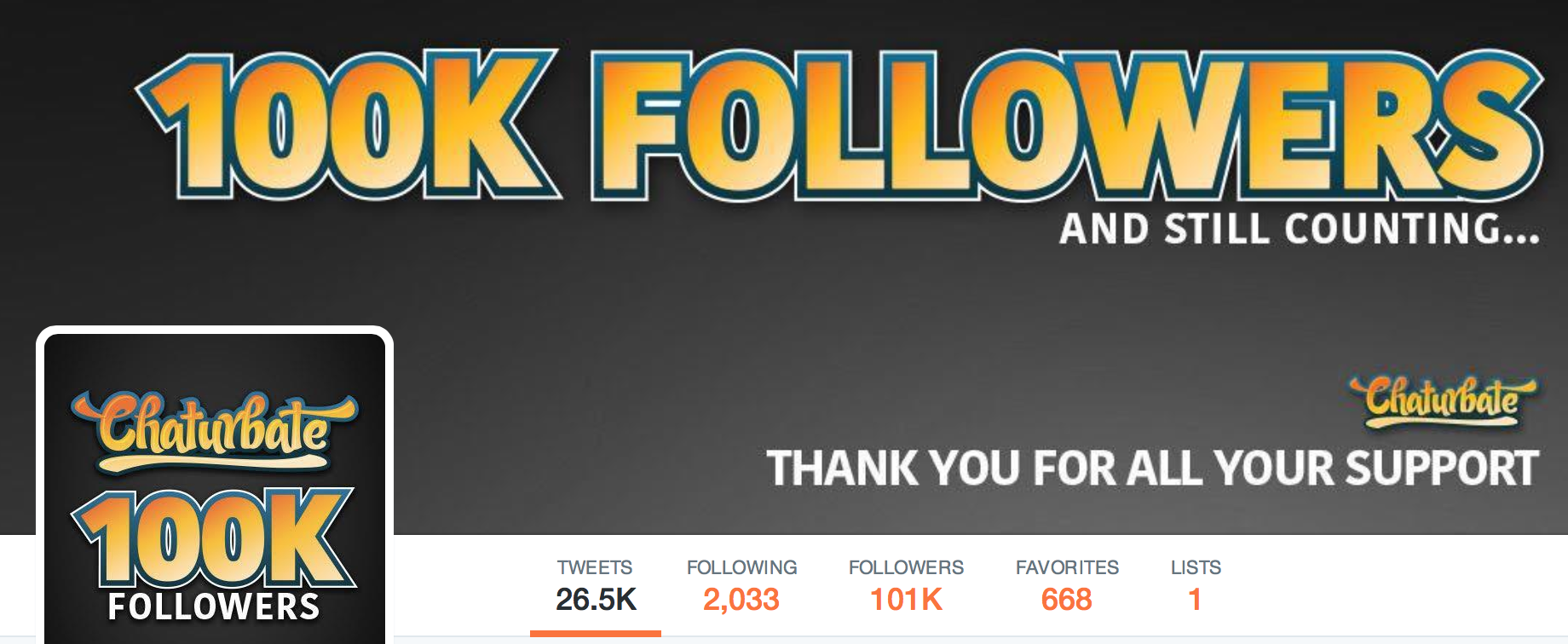 100k Twitter followers - Webcammodelingjobsnow.com