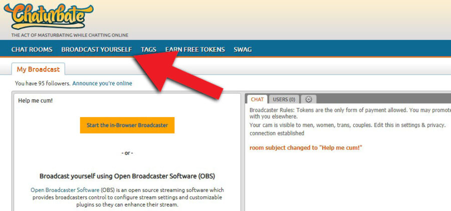 how to broadcast on chaturbate