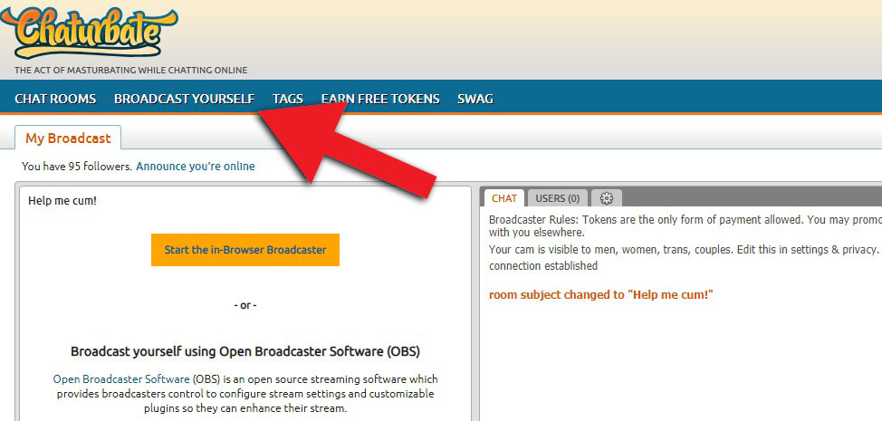 how to broadcast on chaturbate